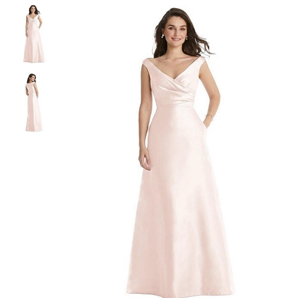Alfred Sung Women’s Pink Bridesmaid Maxi Dress with Pockets Wedding Size 6R